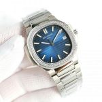 Swiss Copy Patek Philippe Nautilus Diamond-set Bezel Dark Blue Dial 35.2mm